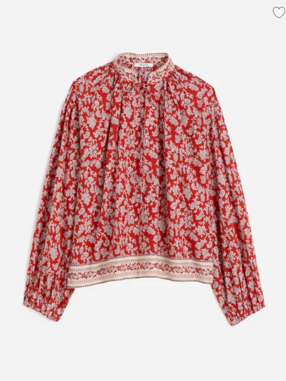Madewell Red Floral Peasant Blouse